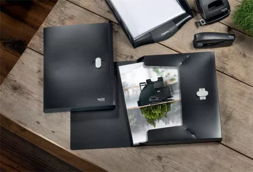 Iratvédő mappa, 38 mm, PP, A4, LEITZ "Recycle", fekete