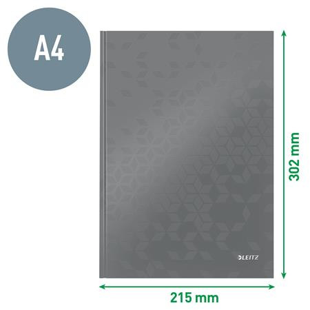 Beíró, A4, kockás, 80 lap, keményfedeles, LEITZ "Wow", zöld