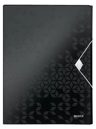 Gumis mappa, 30 mm, PP, A4, LEITZ "Wow Jumbo", fekete