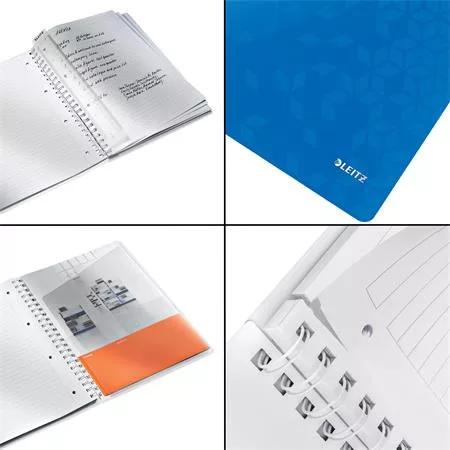 Spirálfüzet, A4, vonalas, 80 lap, LEITZ "Wow", kék