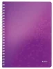 Spirálfüzet, A4, vonalas, 80 lap, LEITZ "Wow", lila