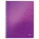 Spirálfüzet, A4, vonalas, 80 lap, LEITZ "Wow", lila