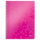 Spirálfüzet, A4, kockás, 80 lap, LEITZ "Wow", rózsaszín