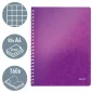   Spirálfüzet, A4, kockás, 80 lap, LEITZ "Wow", lila