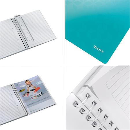 Spirálfüzet, A5, vonalas, 80 lap, LEITZ "Wow", jégkék