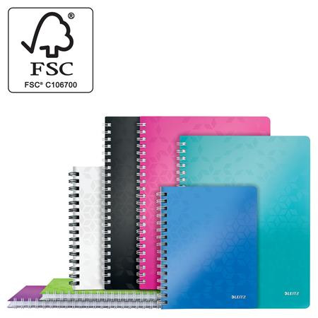 Spirálfüzet, A5, kockás, 80 lap, LEITZ "Wow", rózsaszín