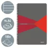 Spirálfüzet, A4, vonalas, 90 lap, laminált karton borító, LEITZ "Office", szürke-piros