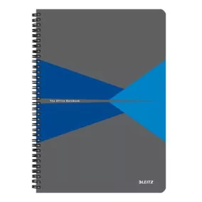   Spirálfüzet, A4, vonalas, 90 lap, laminált karton borító, LEITZ "Office", szürke-kék