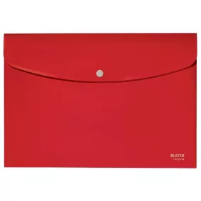   Irattartó tasak, A4, PP, patentos, LEITZ "Recycle", piros