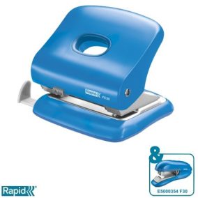   Lyukasztó, kétlyukú, 30 lap, RAPID "FC30", élénk kék