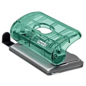   Lyukasztó, mini, kétlyukú, 10 lap, RAPID, "Colour'Breeze", zöld
