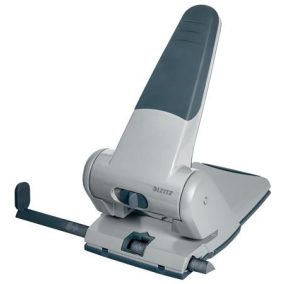   Lyukasztó, nagyteljesítményű, kétlyukú, 65 lap, LEITZ "5180", ezüst