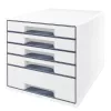 Irattároló, műanyag, 5 fiókos, LEITZ "Wow Cube", fehér/szürke