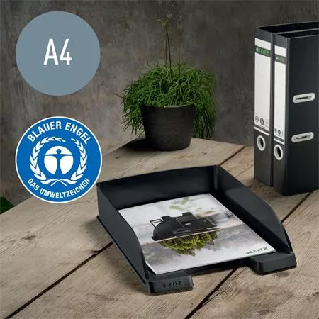 Irattálca, műanyag, A4, LEITZ "Recycle", fekete