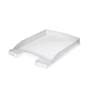   Irattálca, műanyag, vékony, LEITZ "Plus", áttetsző fehér