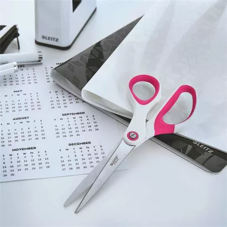 Olló, irodai, 20,5 cm, LEITZ "Wow Titán", rózsaszín