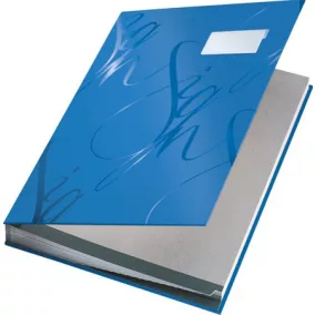   Aláírókönyv, A4, 18 részes, karton, LEITZ "Design", kék