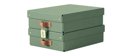 Tárolódoboz, M méret, alacsony, LEITZ "Puro", zsályazöld