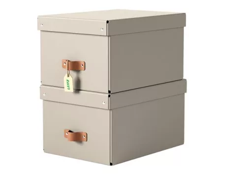 Tárolódoboz, M méret, LEITZ "Puro", homokbézs