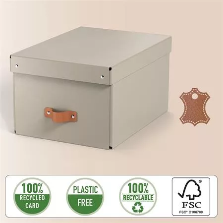 Tárolódoboz, M méret, LEITZ "Puro", homokbézs