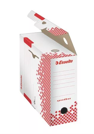 Archiválódoboz, A4, 100 mm, karton, ESSELTE "Speedbox", fehér