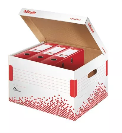 Archiválókonténer, felfelé nyíló, karton, ESSELTE "Speedbox", fehér