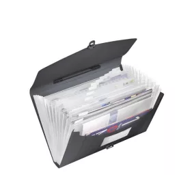   Harmonikatáska, A4, PP, 12 rekeszes, ESSELTE "Vivida", fekete