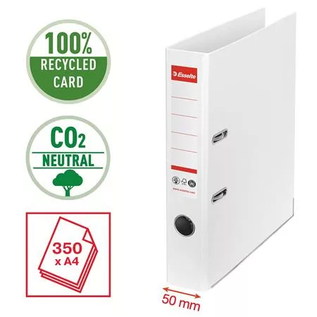 Iratrendező, 50 mm, A4, élvédő sínnel, ESSELTE "No.1", fehér
