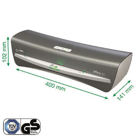 Laminálógép, A4, 80-125 mikron, LEITZ "iLam Office", ezüst