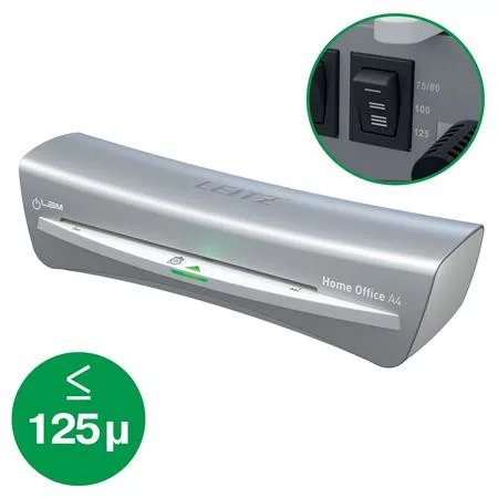 Laminálógép, A4, 75-125 mikron, LEITZ "iLam Home Office", szürke