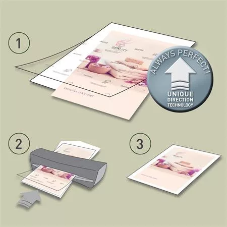 Meleglamináló fólia, 125 mikron, A3, fényes, UDT technológiával, LEITZ "iLam"