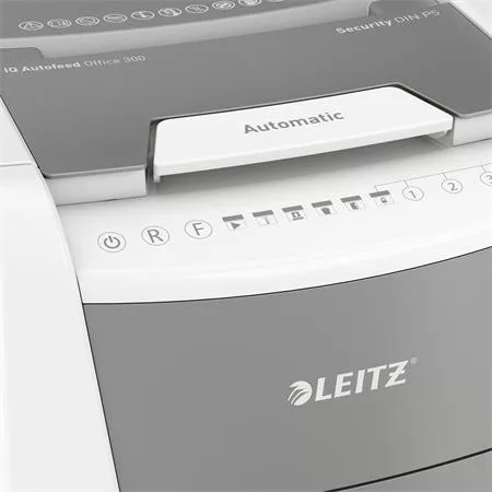 Iratmegsemmisítő, mikrokonfetti, 300 lap, LEITZ "IQ AutoFeed Office 300 P5 Pro"