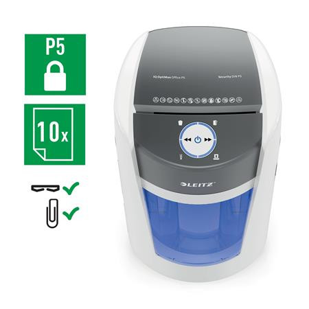 Iratmegsemmisítő, mikrokonfetti, 10 lap, LEITZ "IQ OptiMax Office 550 P5"