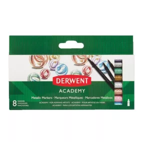  Filctoll készlet, DERWENT, "Academy", 8 különböző metál szín
