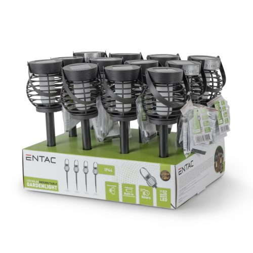 Entac Multifunkcionális Kerti Szolár Lámpa Láng Effekttel, átmérő 10cm, 12db WW SMD LED, 12db/kínáló