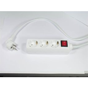   Elosztósor, 3 csatlakozóaljzat, 3 m kábelhosszúság, kapcsolóval