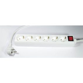   Elosztósor, 6 csatlakozóaljzat, 5 m kábelhosszúság, kapcsolóval