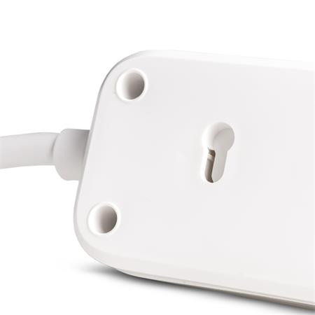Elosztósor, 3 aljzat, 1,5 m, USB, kapcsolóval, ENTAC, fehér