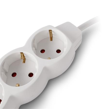 Elosztósor, 3 aljzat, 1,5 m, ENTAC, fehér