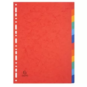 Regiszter, karton, A4, 12 részes, EXACOMPTA, színes