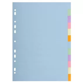   Regiszter, karton, A4, 12 részes, EXACOMPTA, pasztell színek