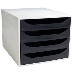   Irattároló, műanyag, 4 fiókos, EXACOMPTA "Ecobox Office", szürke-fekete