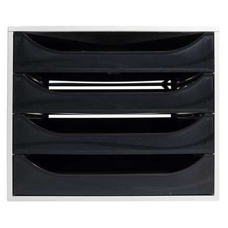 Irattároló, műanyag, 4 fiókos, EXACOMPTA "Ecobox Office", szürke-fekete