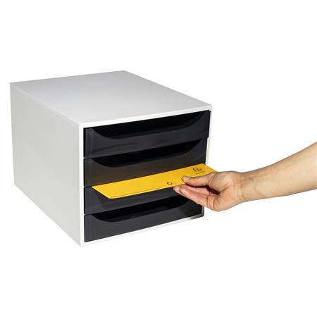 Irattároló, műanyag, 4 fiókos, EXACOMPTA "Ecobox Office", szürke-fekete