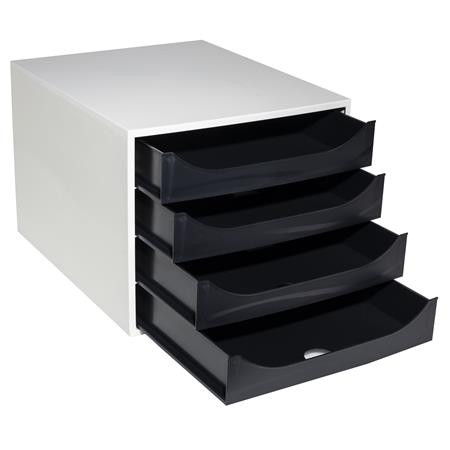 Irattároló, műanyag, 4 fiókos, EXACOMPTA "Ecobox Office", szürke-fekete