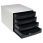   Irattároló, műanyag, 4 fiókos, EXACOMPTA "Ecobox Office", szürke-fekete