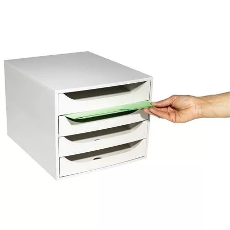 Irattároló, műanyag, 4 fiókos, EXACOMPTA "Ecobox Office", szürke-szürke