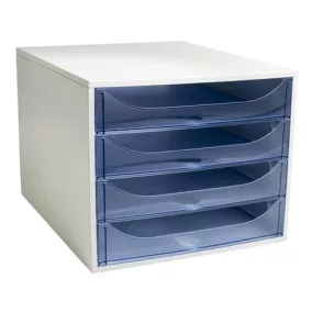   Irattároló, műanyag, 4 fiókos, EXACOMPTA "Ecobox Linicolor", jégkék