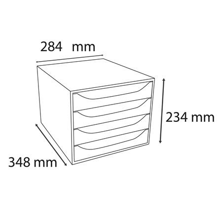 Irattároló, műanyag, 4 fiókos, EXACOMPTA "Ecobox Linicolor", jégkék