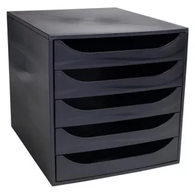   Irattároló, műanyag, 5 fiókos, EXACOMPTA "Ecobox ExoBlack", fekete